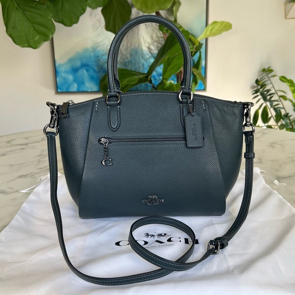 NWOT COACH Elise Satchel Crossbody Bag Pine Green Teal...